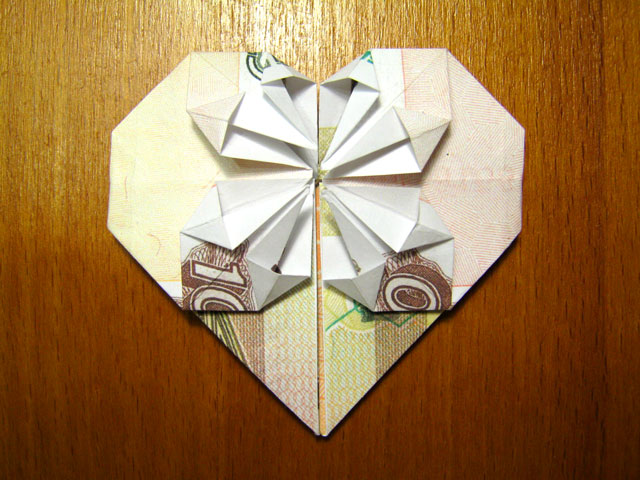 Оригами «сердце из денег» — оригинальный подарок своими руками